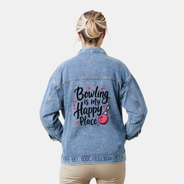 Bowling Lover Cute Retro Aesthetic Sports Design Denim Jacket (Model)