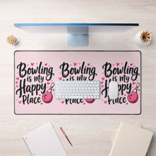 Bowling Lover Cute Retro Aesthetic Sports Design Desk Mat