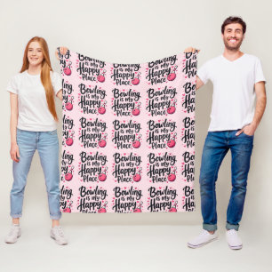 Bowling Lover Cute Retro Aesthetic Sports Design Fleece Blanket