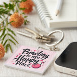 Bowling Lover Cute Retro Aesthetic Sports Design Key Ring<br><div class="desc">Celebrate your love for bowling with this charming and playful design featuring the phrase "Bowling is My Happy Place" in a bold, flowing script surrounded by vibrant pink hearts. A fun and quirky bowling ball with an expressive face adds a lighthearted touch, making this artwork perfect for those who enjoy...</div>