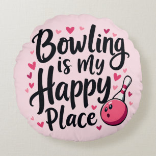 Bowling Lover Cute Retro Aesthetic Sports Design Round Cushion