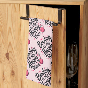 Bowling Lover Cute Retro Aesthetic Sports Design Tea Towel