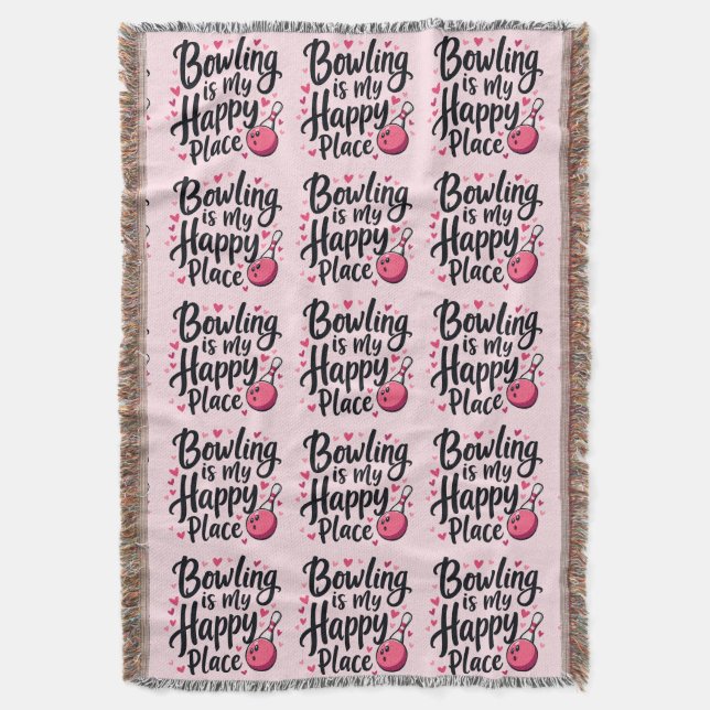 Bowling Lover Cute Retro Aesthetic Sports Design Throw Blanket (Front Vertical)