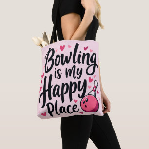 Bowling Lover Cute Retro Aesthetic Sports Design Tote Bag