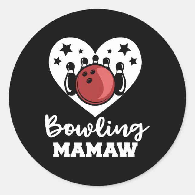 Bowling Mamaw Heart Funny Bowler Mamaw  Classic Round Sticker (Front)