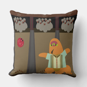 Bowling Monster Time Fun Cartoon Art Design Cushion