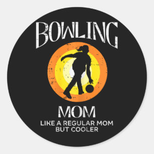 Bowling Mum Cooler Retro Mothers Day Bowler Mummy Classic Round Sticker