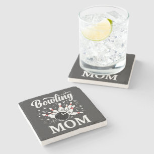Bowling Mum Heart Pins Funny League Mothers Day Stone Coaster