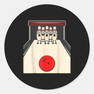 Bowling N Ed Ns Funny Bowler Player Kids Boys Men Classic Round Sticker