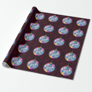 Bowling Neon Disco Ball Glitter Birthday Party Wrapping Paper