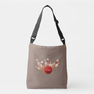 Bowling on brown crossbody bag