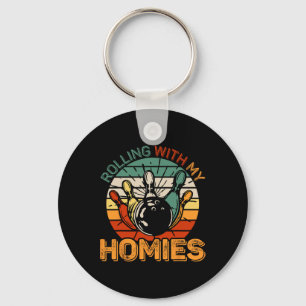 Bowling Outfit Rolling With My Homies Funny Bowler Key Ring