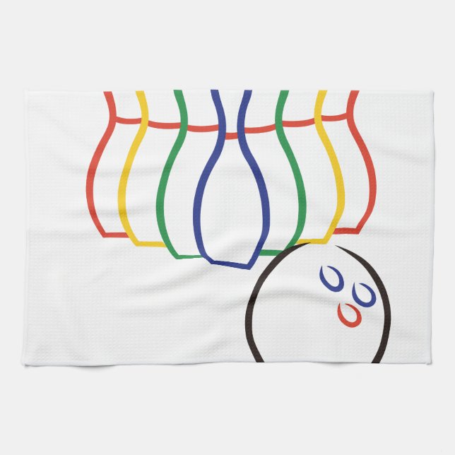 Bowling Outline Tea Towel (Horizontal)