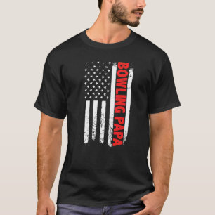Bowling Papa American Flag Father's Day Men's T-Shirt