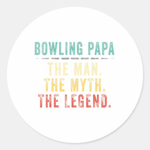 Bowling Papa Fathers Day Gift Classic Round Sticker