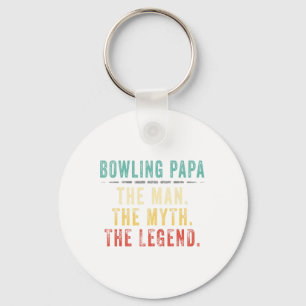 Bowling Papa Fathers Day Gift Key Ring