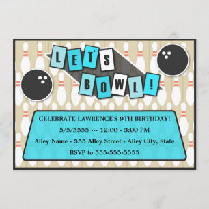 Bowling Party Birthday Invitation