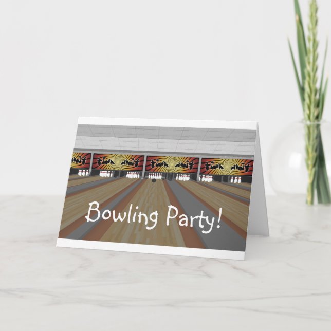 Bowling Party!  Bowling Alley: Greeting Card (Front)