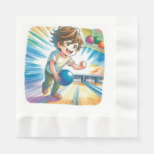 Bowling Party Boy's Anime Birthday Napkin