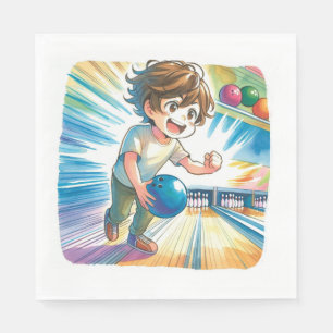 Bowling Party Boy's Anime Birthday   Napkin