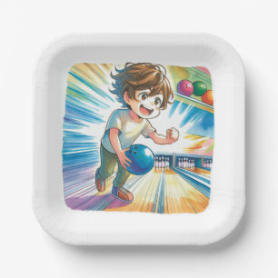 Bowling Party Boy's Anime Birthday   Paper Plate