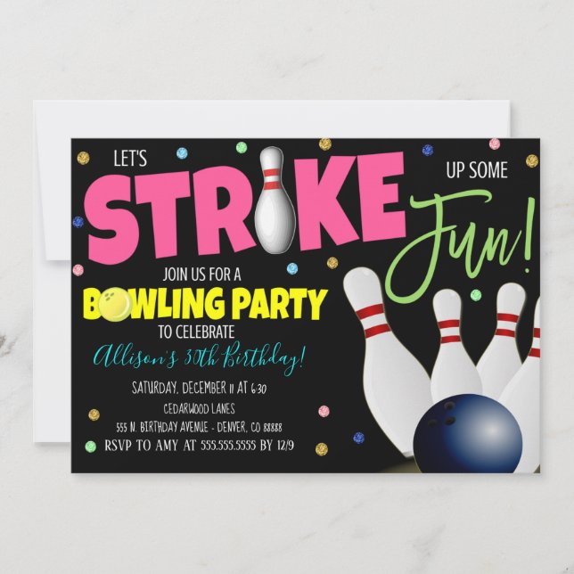 Bowling Party Invitation (Front)
