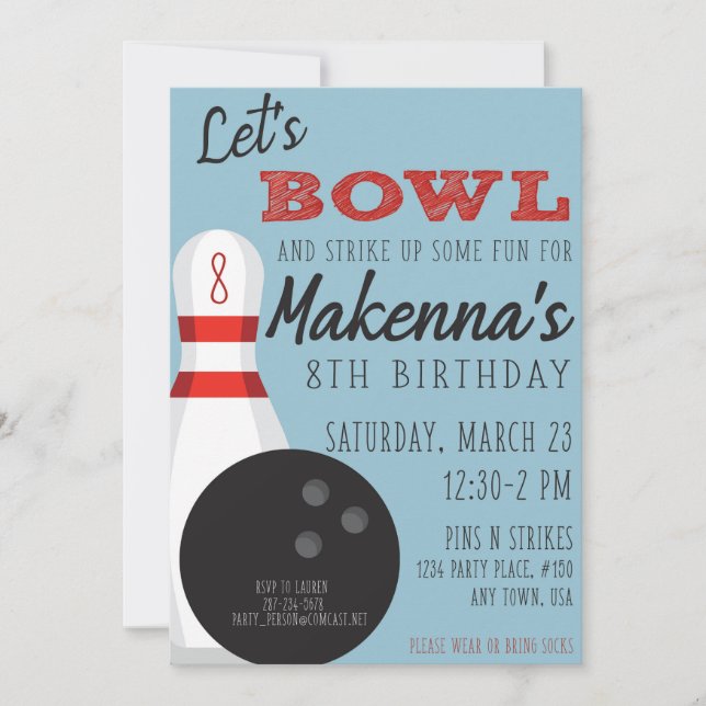 Bowling Party Invitation (Front)