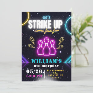 Bowling Party Invitation, Boy Bowling Birthday Invitation