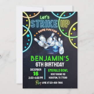 Bowling Party Invitation boys Strike Up Some Fun