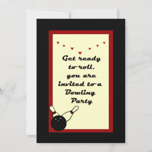 Bowling Party Invitation with retro colour and fee
