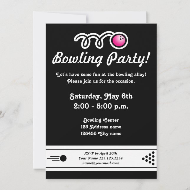 Bowling party invitations (Front)