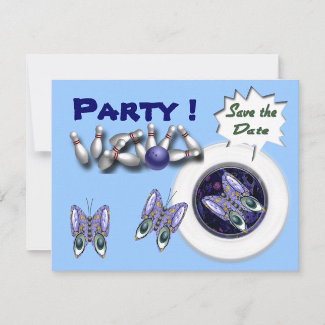 Bowling Party Invitations Customisable (Front)