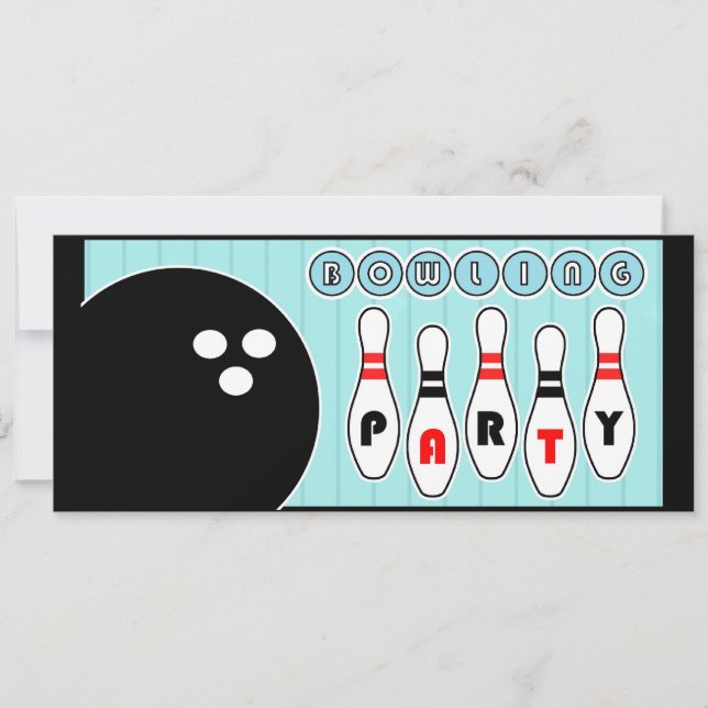 Bowling Party Pins Vintage Invitation (Front)