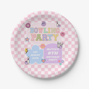 Bowling Party Preppy Varsity Patch Birthday Party Paper Plate