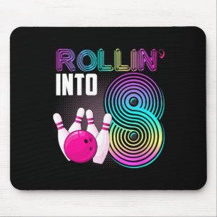 Bowling Party Rollin' Into 8 8th Birthday Girl Boy Mouse Pad