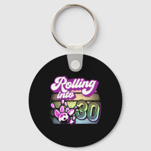Bowling Party Rolling Into 30 Bowling Birthday Key Ring