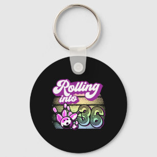 Bowling Party Rolling Into 36 Bowling Birthday Key Ring