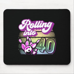 Bowling Party Rolling Into 40 Bowling Birthday Mouse Pad