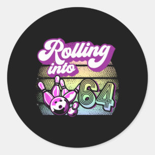 Bowling Party Rolling Into 64 Bowling Birthday  Classic Round Sticker
