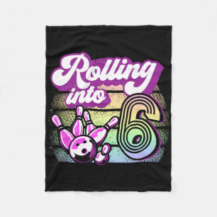 Bowling Party Rolling Into 6 Bowling Birthday  Fleece Blanket