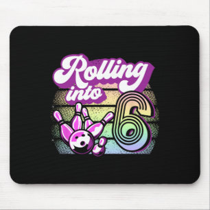 Bowling Party Rolling Into 6 Bowling Birthday Mouse Pad