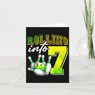Bowling Party Rolling Into 7 7th Birthday Girls Bo Card