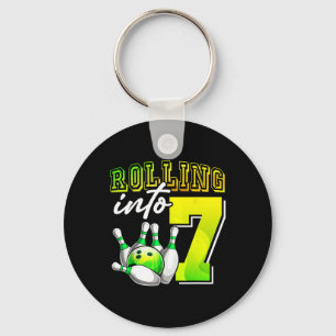 Bowling Party Rolling Into 7 7th Birthday Girls Bo Key Ring