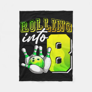 Bowling Party Rolling Into 8 8th Birthday Girls Bo Fleece Blanket