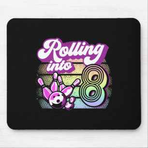 Bowling Party Rolling Into 8 Bowling Birthday Mouse Pad