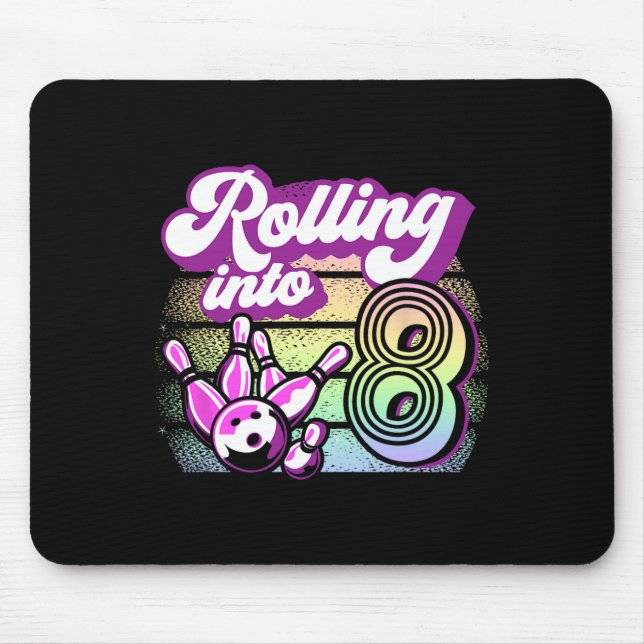 Bowling Party Rolling Into 8 Bowling Birthday  Mouse Pad (Front)
