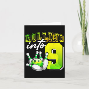 Bowling Party Rolling Into 9 9th Birthday Girls Bo Card