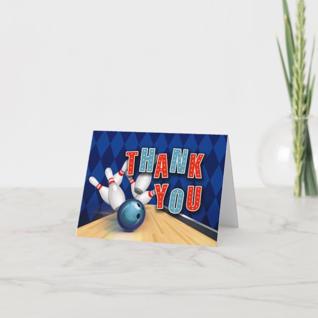 Bowling Party Thank You Card (Front)
