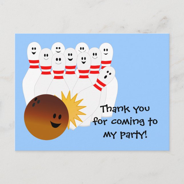 Bowling Party Thank You Postcard (Front)