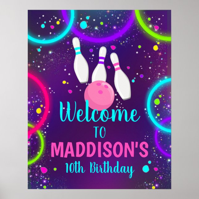 Bowling Party Welcome Sign Ten Pin Bowling Party (Front)
